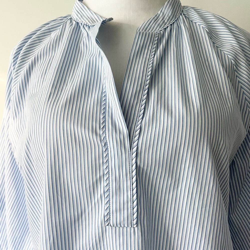 New! MARELLA SPORT COTTON STRIPED BLOUSE BLUE SIZE 2 - Picture 3 of 12